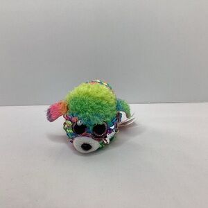 Ty Teeny Tys RAINBOW Poodle Puppy Dog Stackable Flippable Sequins 4" Plush Mini